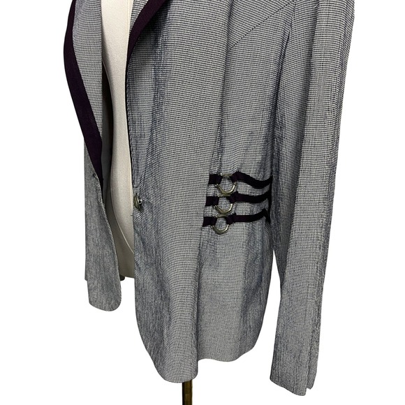 Vintage Womens Blazer Equestrian Harness Ring Detail Houndstooth Academia - Picture 4 of 16